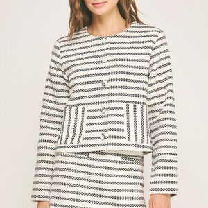 White & Black Striped Blazer- Strut & Bolt